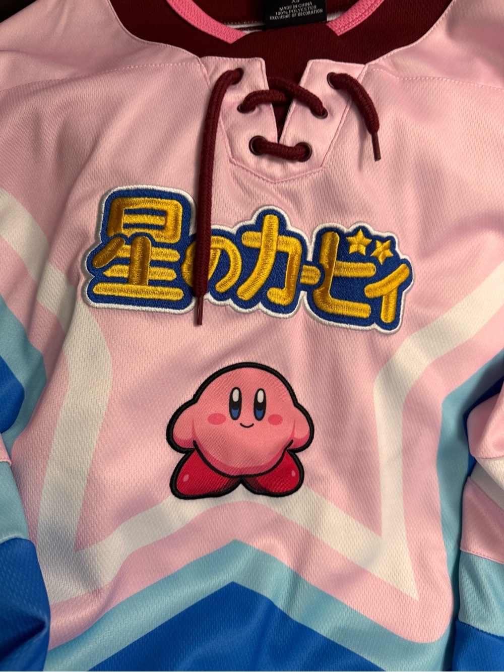 Kirby Pink & Blue Hockey Jersey - Retro Star Design - Picture 2 of 4
